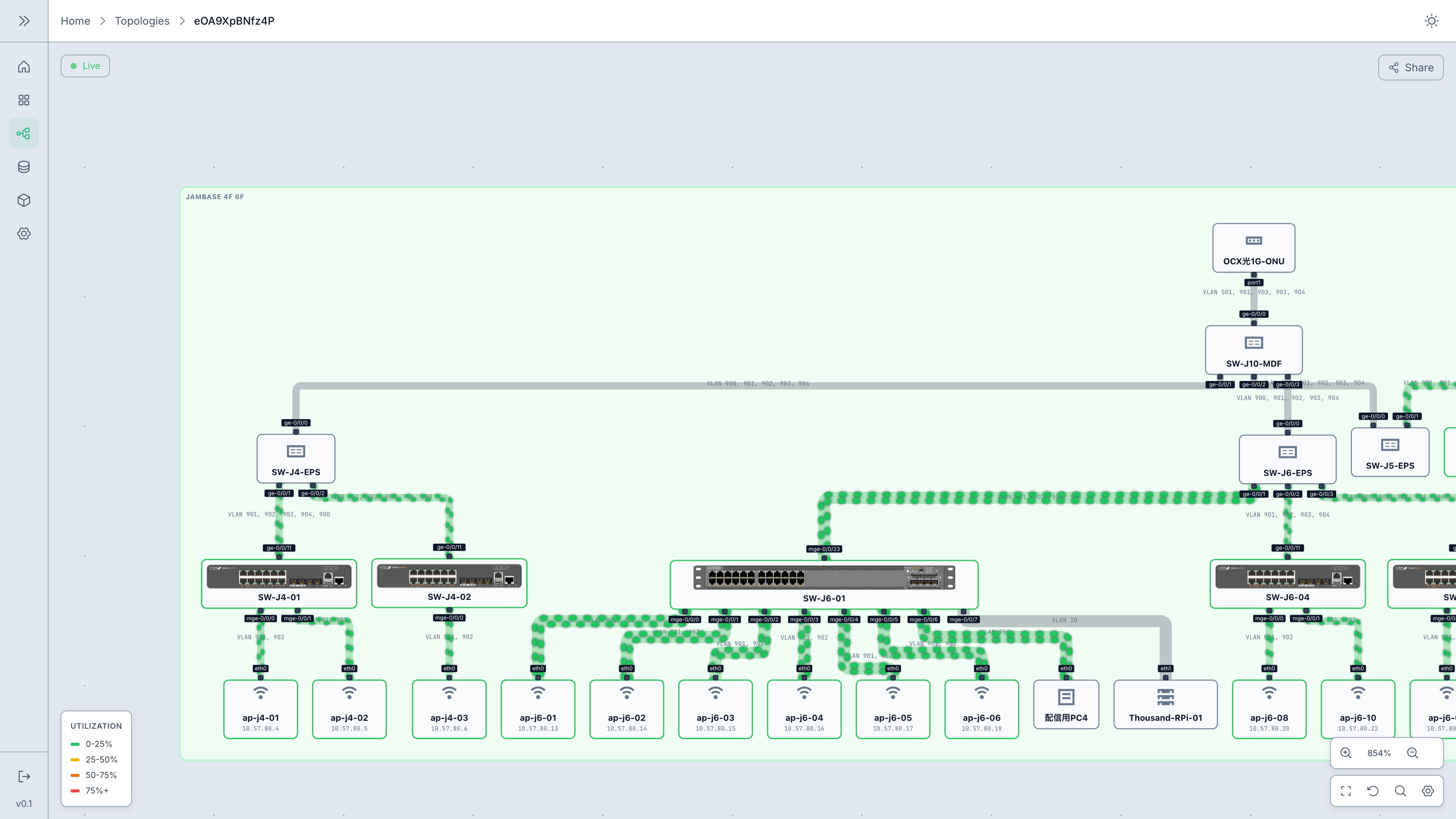 Shumoku によるトポロジ可視化の例